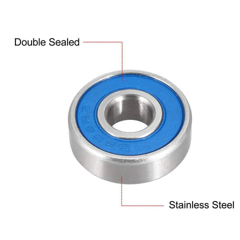 Mlxkell S608-2RS deep groove ball bearing, 8x22x7 mm, double sealed with blue seal on stainless steel