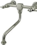 Heritage Wall Mount Vessel Sink Faucet in Brushed Nickel, Solid Brass Construction, Drip Free Ceramic Disc, 8 Inch Center