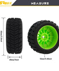 Pre Glued Wheel And Tire Set For Arrma One Sixteenth Mojave Grom RC Car Upgrade Green Rim Rubber With Internal Foam Durable Plastic Rim Easy Install Ready To Run Desert Truck Ready Performance. 1/16 RC wheel 65mm x 28mm, green rim