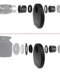 Exploded view of Pro-Grade 1.25 Inch And 2 Inch Eyepiece Filter Wheel Kit With Locking Ring for telescopes, full metal build.