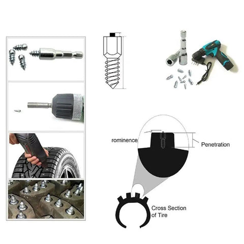 200 Pcs 9 Mm Tungsten Carbide Anti Slip Tire Spikes Reusable Screw Mount Bike Boot Shoe Crampon setup and installation instructions.