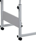 Kick Back And Crush Your Daily Grind With This Adjustable Standing Computer Desk Featuring Smooth Locking Wheels And A Foldable Rolling Laptop Table Built For Cozy Living Room Setups, showcasing steel frame and rolling casters.