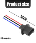 Rock Solid H13 Car Wire Adapter Connectors Built Tough With High Temp Ceramic And Copper Terminals, 7.32in H13 male wire.