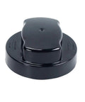 Front view of 8 Pack TwistLock Photocell Cap with Surge Protection for Dusk to Dawn Lighting, black 3 prong shorting cap.