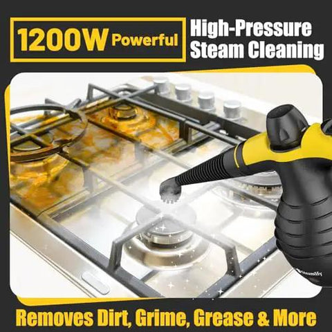 Powerful Handheld Steam Cleaner With 1050W Quick Heat In 3 To 5 Minutes cleaning greasy stovetop with 10 accessories
