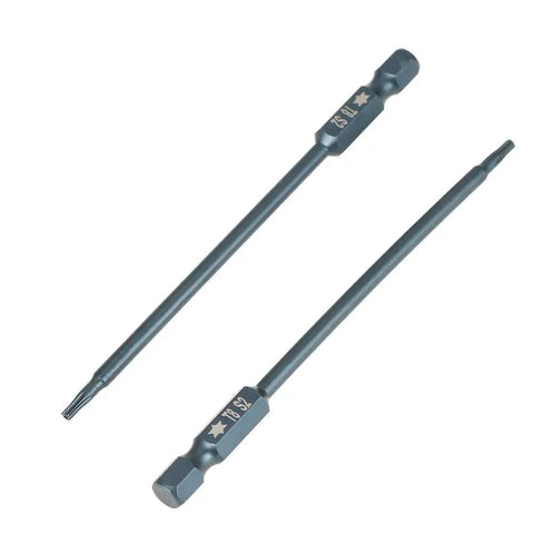 Heavy Duty Magnetic Hex Shank Screwdriver Bits Kit With 10 Pc T8 Star Security Heads Made From Tough S2 Steel For High Torque Drilling And Power Tool Jobs That Need Serious Durability And Grip To Get The Work Done Right Away. 100mm S2 steel T8 star bit set