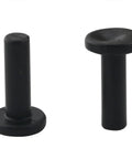 One Quarter Inch Drip Irrigation End Caps 30 Pack POM No Leak Quick Connect Fittings, black plugs, two displayed vertically.