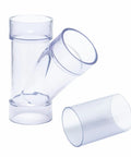 Clear Two Point Five Inch ID Y Fitting For Two Point Five Inch OD Dust Collection Pipes With Built In Coupler And Bonus Splice.