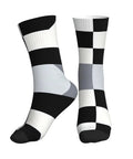 Top Shelf Black And White Piano Plate Grid Athletic Socks Engineered For The Daily Grind With Fast Dry Polyester And Secure Mid Tube Fit For Serious Training Days, showing black and white checkered pattern.