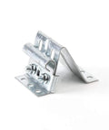 Adjustable Garage Door Roller Bracket Replacement Made In USA Galvanized Steel For Top Inside Corners Fits 2 In Or 3 In Roller 3-1/2 In By 2-1/2 In Built Tough Residential Door Hardware, shown side view on white background