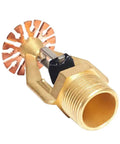 Top Drawer Copper Pendent Fire Sprinkler With Fast Response ESFR Design And One Inch Fusible Link connected to brass fitting.