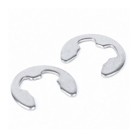 Top Shelf 316 Stainless Steel E Clip External Retaining Rings for M2 to M10 motor shaft repairs, two circlips shown.