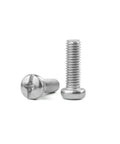 Close-up of screws included with 82A PU Rubber Roller Skate Toe Stops For Quad Skates 2 Pack With Screws White Heavy Duty Braking Stoppers