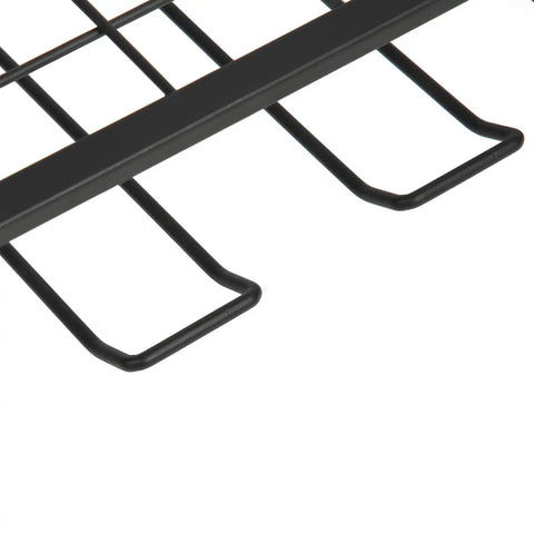 Detail of Heavy Duty Wall Mounted Drill Rack Black Steel Tool Holder featuring hooks for easy tool access.