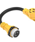 Heavy Gauge 50 Amp Twist Lock Converter Nema Ss2-50P To 14-50R Marine Rv Adapter With 90 Degree Grip Handle 1.5 Ft Cable