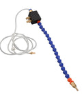 Plug And Play Ready Adjustable Mist Coolant Lubrication Spray Kit For CNC Lathe Milling Rigs With Flexible Lines And Snap Connectors For Precision Metal Stone Ceramic Engraving Projects Built Durable featuring a blue flexible hose and connectors.