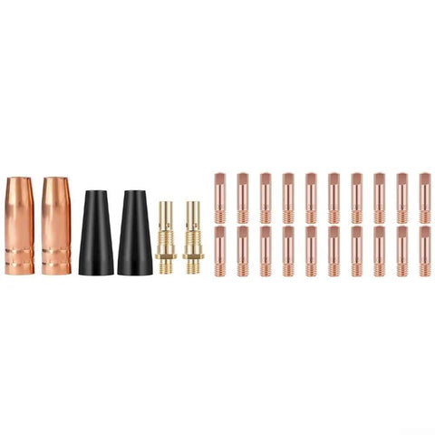 All In One MIG Welding Accessories Kit 26-Piece Flux Core Gasless Nozzle Set with 0.030 Tips, Diffusers, and Gas Nozzles