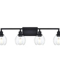 Four Light Vanity Light Fixture With Clear Globe Glass Shades Industrial Farmhouse Wall Lamp for bathroom mirror
