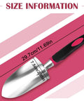 Heavy Duty Manganese Steel Garden Trowels For Digging Shoveling And Planting, Ergonomic Non Slip Grip, size shown.