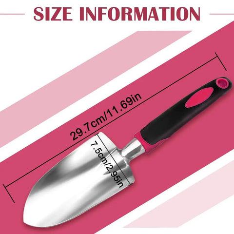 Heavy Duty Manganese Steel Garden Trowels For Digging Shoveling And Planting, Ergonomic Non Slip Grip, size shown.