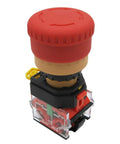 Heavy Duty Red Mushroom Emergency Stop Push Button Switch 1NC 1NO 22mm Mount, 40mm Button, Latching, Protective Cover