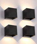 Outdoor Wall Light Up Down Square Black Aluminum Sconce IP65 Waterproof Exterior Fixture 12W Adjustable Beam Weatherproof Porch