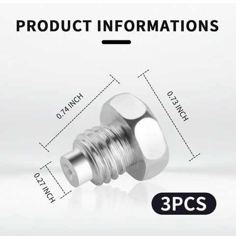 Heavy Duty 3 Piece Floor Jack Replacement Screws For 3 Ton And 4 Ton Hydraulic Jacks with dimensions 0.74, 0.73, and 0.27 inches.