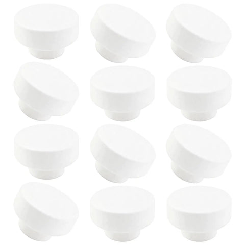 Top Shelf Sturdy White Solid Wooden Cabinet Knobs 12 Pack Round Drawer Pull Handles For Dressers And Cupboards Durable Non Toxic Finish Smooth Flat Top Design, flat top design.
