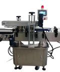 Heavy Duty Semi Automatic Labeling Machine For Smooth Self Adhesive Application On Wine Bottles And Containers with control panel and stainless steel design.
