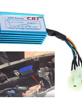 GY6 Ignition Coil Kit With 6 Pin AC CDI Box And 3 Electrode Spark Plugs For 50cc To 150cc Mopeds Scooters ATVs Go Karts Beefed Up Spark Upgrade For Rugged Street Use, showing installed CDI box.