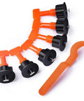 Tile Leveling System 200pc Pack Reusable Tile Levelers And Spacers For Walls And Floors With Handy Wrench, orange and black components