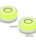 Two acrylic circular bubble levels from Ten Piece Circular Bubble Level Set Acrylic High Precision Spirit Levels For Calibrating Picture Frames And Cross Stitch Frames Easy To Use Measuring Tool For Accurate Horizontal Alignment