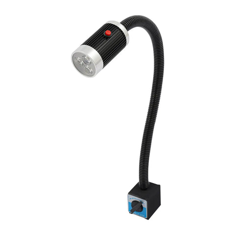 Super Bright 9W Led Machine Tool Light With Magnetic Base And Flexible Gooseneck for precise tasks in black aluminum alloy.