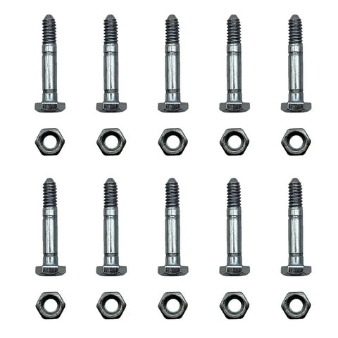 10 Pack Rock Solid Shear Pin And Nut Replacement Kit For John Deere Ariens Snow Throwers 1-9/16 By 1/4 Inches Replace Am123342 Heavy Duty Parts Fit Jacobsen Rotary Compact Blowers