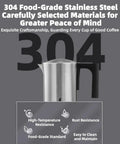 Fully Automatic Mocha Coffee Pot Electric Moka Pot Stainless Steel One Touch Coffee Maker For 3 To 6 Cups 350Ml Espresso Machine With Anti Scalding Auto Power Off Safety Gift Idea, highlighting 304 stainless steel quality.