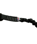 Close-up of black Shock Absorbing Lanyard Snap Hook With Frog Snap Hook, 5,000 LBS Rated Safety Lanyard For Mountaineering, 48 inch length.