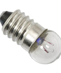 Close-up of 20 Pack E10 Mini Screw Base Light Bulbs 1.5V 0.3A DC Warm White for Circuits and DIY Projects with glass dome.