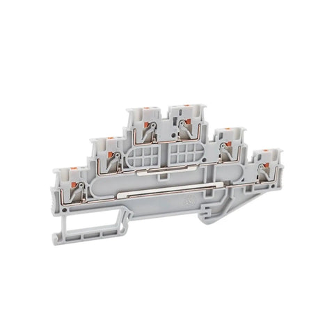 Three Level Push In Wire Terminals For Electrical Din Rail Setup No Sweat Snap Together Connectors For One Point Five Cables Built Like A Tank Pro Workspace Essentials, white terminal block with connections