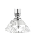 Close-up of base on Clear Crystal Table Lamps Set Of 2 Measuring Nineteen Point Five Inches Tall With Chrome Glass Columns