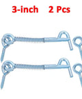 Tank Tough Zinc Plated Hook And Eye Latch With Snap Shut Spring Lock For Secure Shed Gate And Cabinet Doors Weather Resistant Steel Safety Catch 4 Pack, 3-inch, 2 pieces.