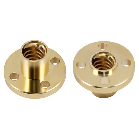 Set Of 4 Brass T8 Lead Screw Nuts For Z-Axis 3D Printer, 8mm Lead, 2mm Pitch, Compatible With Stepper Motors And Linear Guides