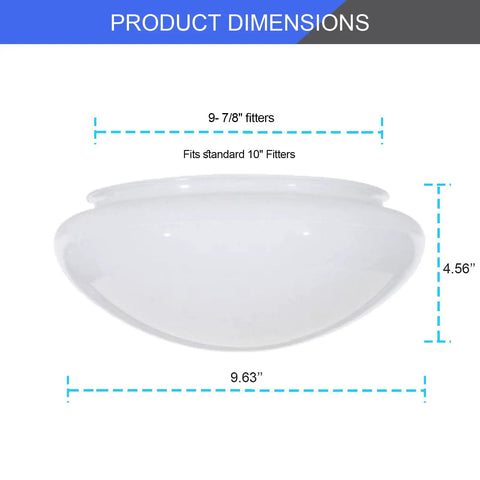 10 Inch White Classic Globe Glass Shade Dome dimensions for Pendant Lights and Ceiling Fans Replacement