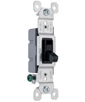 Trademaster 15 Amp Single Pole Toggle Light Switch Black Residential Grade with side and push-wire terminals
