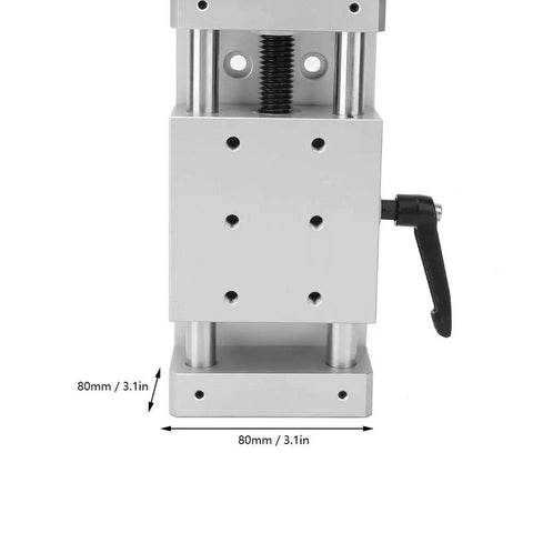 Manual Linear Sliding Table Rail Stage Aluminum Alloy 80x80mm showing front view with dimensions
