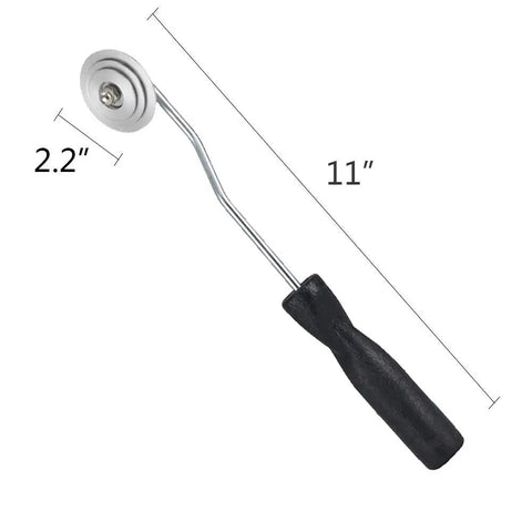 3 Piece Fiberglass Roller Tools Set For Resin Laminating With Bubble Free Finish Built Tough Aluminum Rollers And Solvent Resistant Plastic Handles For Tub Shower Bathtub Boat Repair featuring a single 11-inch roller with 2.2-inch wheel.