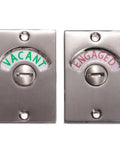 Door Lock Indicator For Public Restrooms Vacant Engaged Chrome Latch Deadbolt Privacy Lock For Toilet And Shower Cubicles Surface Mounted Easy Install Durable 2 Pack visible showing green Vacant and red Engaged indicators.