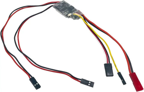 Beefy 5A Brushed ESC Dual Way Bidirectional for 2S to 3S LiPo RC boats and tanks with built-in capacitor and protections.