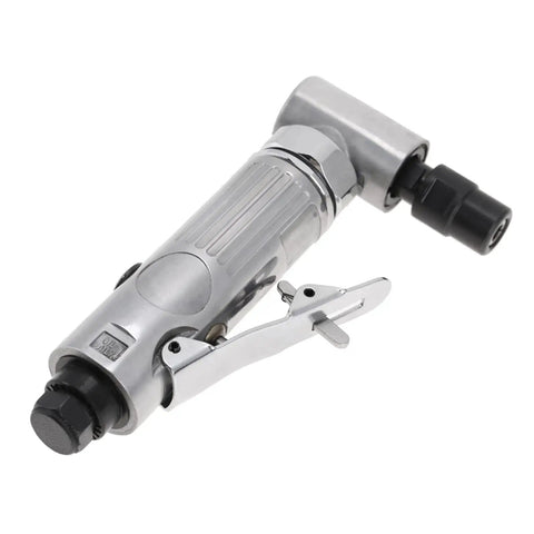 Hella Grip Heavy Torque Pneumatic Air Angle Die Grinder With Right Angle Head Copper Motor 2000 Rpm Lightweight 21 Ounces side view.