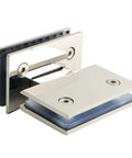 Heavy Duty 180 Degree Glass Door Hinge 2 Pack for Frameless Cabinets and Showcases, Clip Pivot Replacement Part shown in silver finish