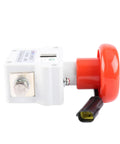ZJK300a Heavy Duty Stop Switch For Industrial Control Panels With Reliable Contactors, red button, side view, secure connection.